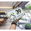[Ảnh thật] BẢNG, BIỂN SỐ NHÀ. Alcorest Vàng gương + Mica trắng sần, số nổi 10mm, ngoài trời. BSN-PMV192