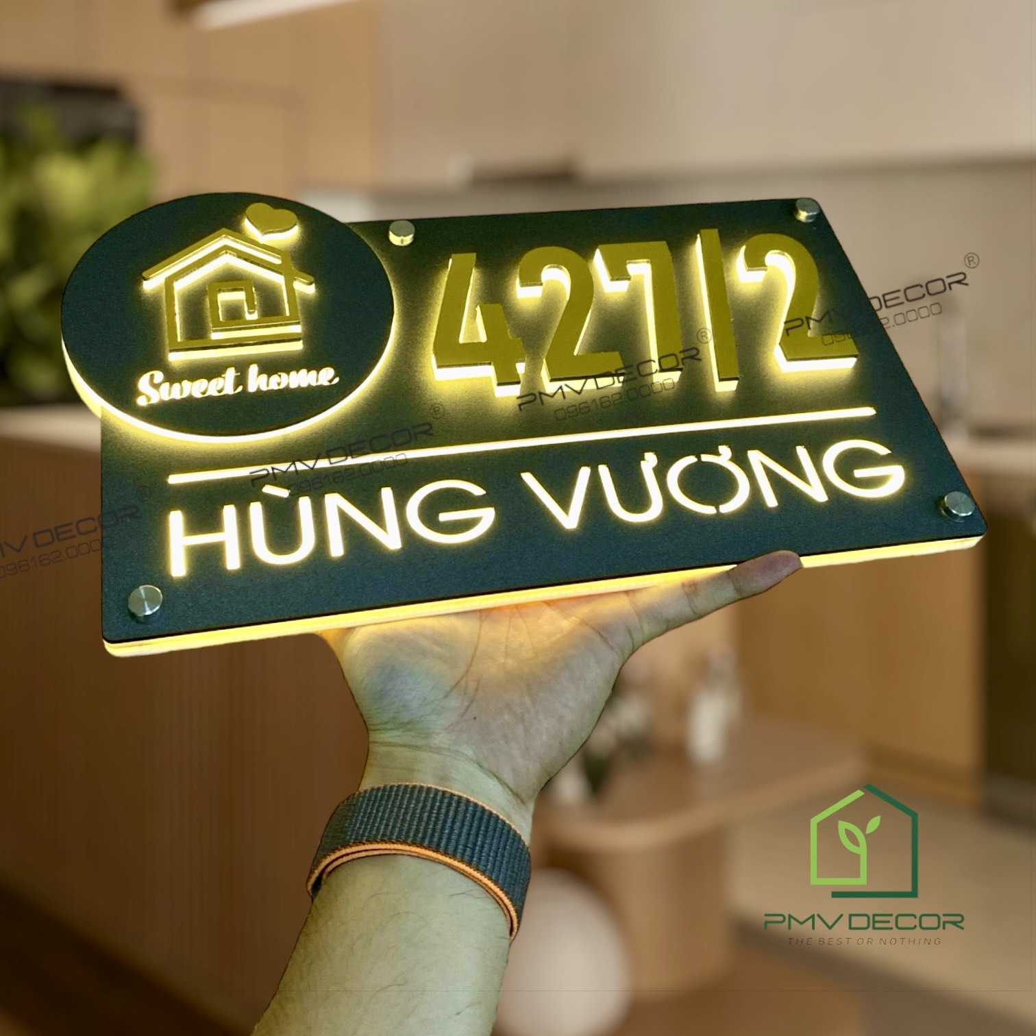 Biển số nhà kích thước lớn có đèn led đẹp tinh xảo