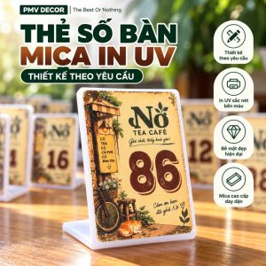 THẺ SỐ BÀN MICA IN UV, Thẻ chữ L in logo theo yêu cầu cho quán cafe, nhà hàng, TSB-PMV511
