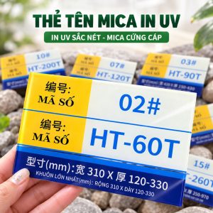 THẺ TÊN MICA IN UV, Bảng mã số mica in UV theo yêu cầu, nội dung sắc nét bền màu. TSB-PMV512