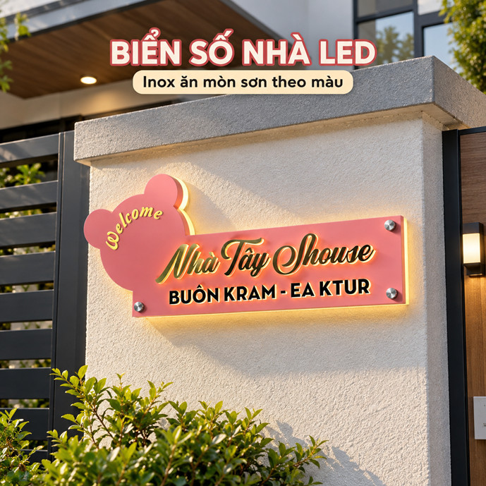 Biển số nhà inox ăn mòn sơn màu có LED BSN-PMV514